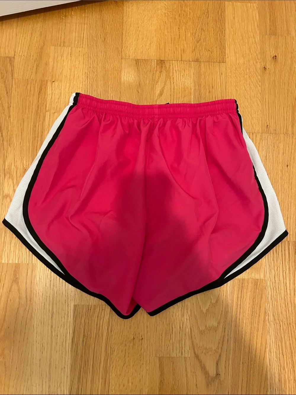 Nike Women's Hot Pink Athletic Shorts with White Panels and Black Trim
